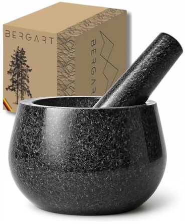 Гранітний ступка з товчником BERGART - ступка з високоякісного граніту, довговічна, для трав, спецій та песто