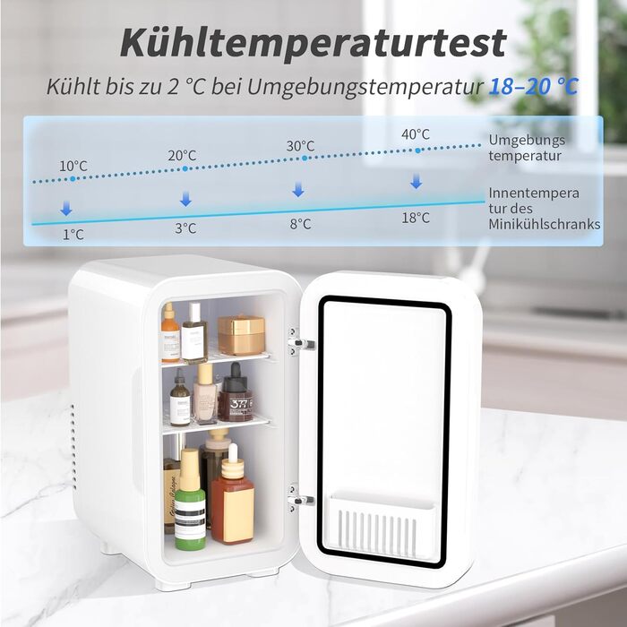 YASHE Mini Fridge - 6 Liter / 8 Can Portable Cooler - Thermoelectric Mini Refrigerator for Bedroom, Skincare, Drinks, Office, Dorm & Car - White