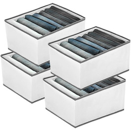 6-Piece Closet Organizer Clothes Storage - 7 Compartments Foldable Drawer Organization System Clothes Storage Box for Pants, Jeans, Shirts, Sweaters, Tops (4-Pack)
