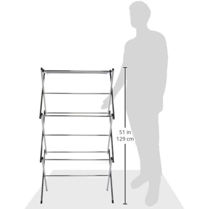 Honey Can Do 2-Tier Clothes Drying Rack, Folding, 3-Legged, DRY-09220, Chrome (Honey-Can-Do Slim-A-Slim Clothes Drying Rack DRY-09464, Chrome)