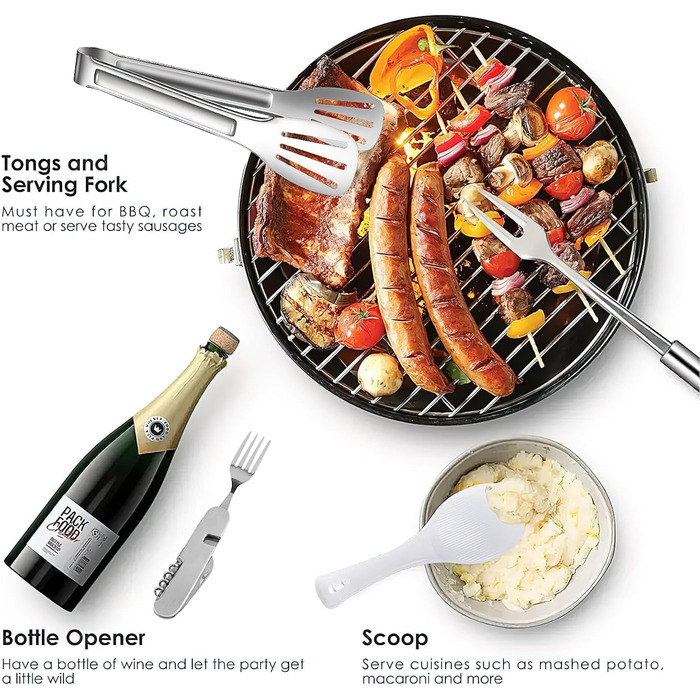 Набір посуду для кемпінгу на 10 осіб з нержавіючої сталі, легкий, з сумкою для зберігання. Ідеально для відпочинку на природі, пікніків, подорожей та кемпінгу.