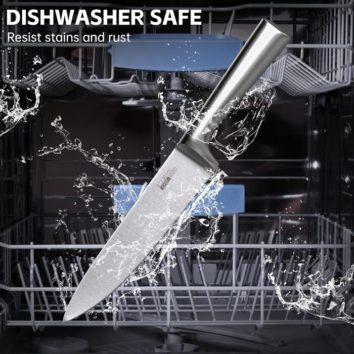 Набір кухонних ножів HUIKAILI 5 шт. з нержавіючої сталі, професійний, з антиковзним руків'ям, включає: Сантоку, кухонний ніж, ніж для хліба, універсальний ніж, ніж для овочів