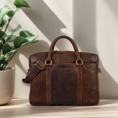 Сумка для ноутбука LEABAGS Leder Aktentasche чоловіча зі шкіри, до 16 дюймів, коричнева (M, Cow Saddle Horse)