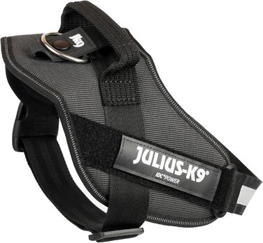 Шлейка для собак IDC Powergeschirr S - відбиваюча, з лого, регульована, дихаюча, для малих, середніх та великих собак (2TON (Black-Gray), L/1)