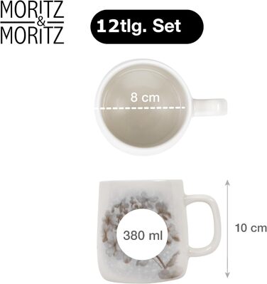 Набір посуду Moritz & Moritz BLOSSOM для 6 осіб (24 предмети) - сучасний сервіз з ігровим дизайном, легко миється. Включає тарілки, чашки, миски. Комбінований сервіз