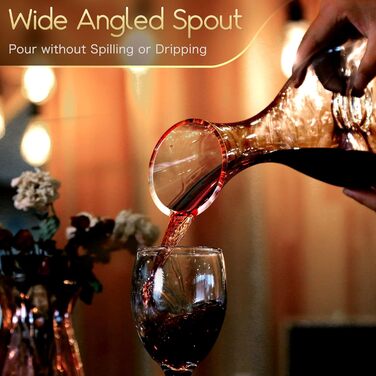 NUTRIUPS Crystal Glass Wine Carafe, 1.2L Wine Decanter, Red Wine Decanter for 375ml & Cork Closure Wine Decanter, Handmade, Drip-Free
