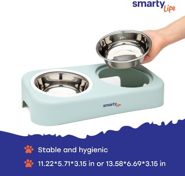 Набір мисок для котів та собак Smarty Life з піднятою платформою - нержавіюча сталь, для корму та води