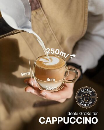 Набір кавових чашок Lemontree 4 шт. 250 мл (Borosilikatglas) - для капучіно, лате макіато, посуд для ресторану