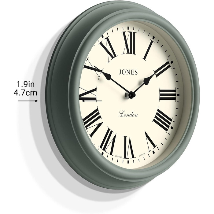 JONES CLOCKS® Venetian Wall Clock | Classic Round | 30cm | Green | Roman Numerals | Traditional design ideal for kitchen, living room, or bedroom