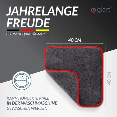 Мікрофібра для автомобіля Glart 443TPO4, 12 шт, 40x40 см, 600 GSM, серветки для полірування та чистки авто, червоні