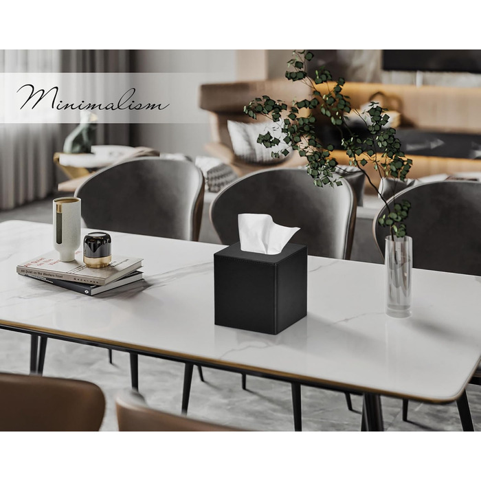 Стильна коробка для серветок квадратна, PU-шкіра, чорна. Організатор для ванної, спальні, кухні, офісу