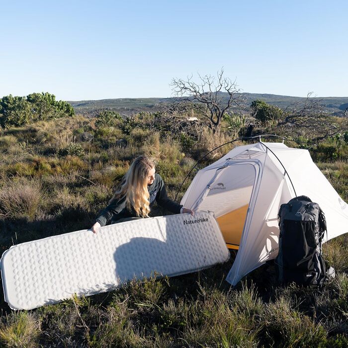 Naturehike Yugu: самонадувний килимок для кемпінгу та трекінгу (3,5 см) сірий