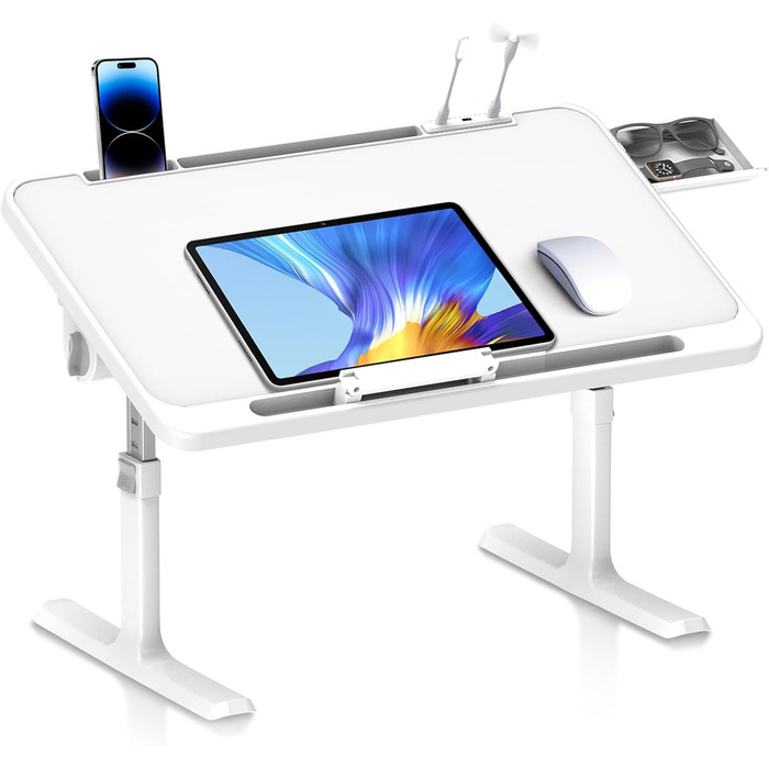 Стіл для ноутбука в ліжко Huracan, регульований, портативний, 60x40 см, чорний