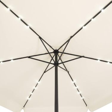 Kingsleeve® Parasol LED Lighting UV Protection 80+ Solar Protective Cover 330cm Large Crank Volant Balcony Terrace Garden Parasol Market Umbrella Cream