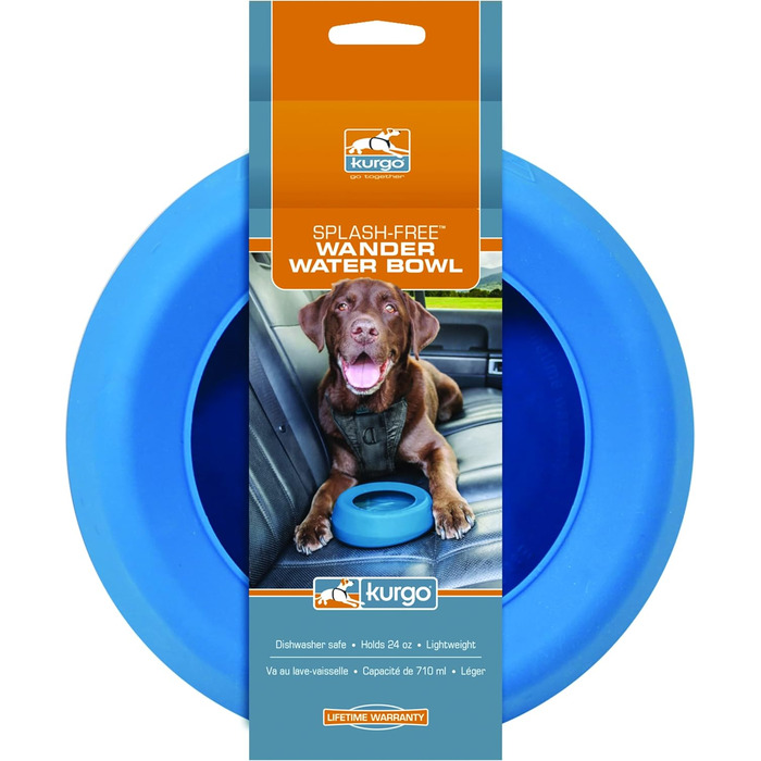 Kurgo Splash Free Wander: Миска для води для собак, 0.7 л, червона, витокозахисна, портативна