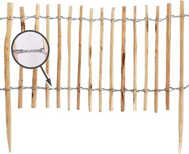 Aquagart Fence Panel Roll Boarder, slat spacing 4-6cm, garden fence. Perfect as a flower bed border or edging, or path divider. Durable wooden fence, wood fence, roll fence (5m x 35cm)