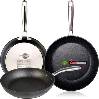 Набір сковорідок WECOOK EcoChef Titan, 3 шт. (20/24/28 см), кований алюміній, індукція, 5-шарове антипригарне покриття без PFOA, для всіх типів плит, посудомийна машина