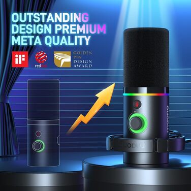 Мікрофон MAONO PD200XS XLR/USB: Набір для стримінгу, запису та геймінгу з RGB підсвіткою, регулюванням гучності та беззвучною кнопкою