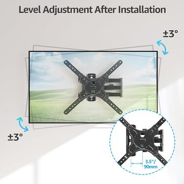 Кріплення для телевізора MOUNTUP EU0079: для LED, LCD, OLED телевізорів 26-60 дюймів, настінне, поворотне, нахильне, до 35 кг, VESA 400x400 мм