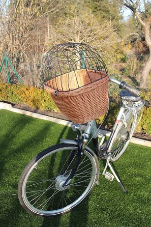 Корзина для велосипеда для собак з ручки з лози з металевою сіткою XL/XXL. Корзина для тварин, велосипедна корзина, натуральний матеріал (без подушки).