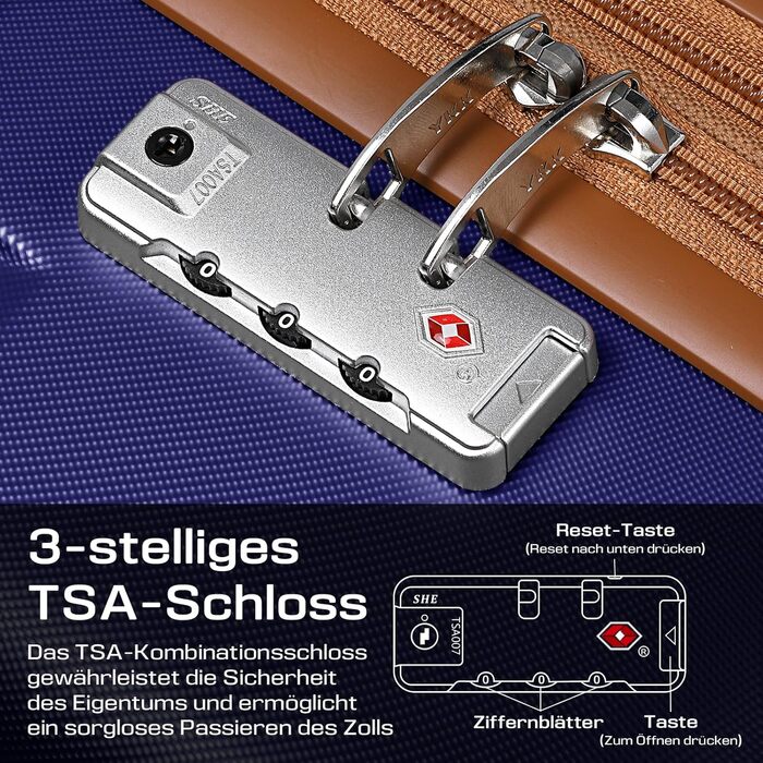 Набір валіз Joyway 5шт з ABS пластику, розширюваний, з TSA-замком, 4 колеса, 1 сумка, 1 органайзер, темно-синій