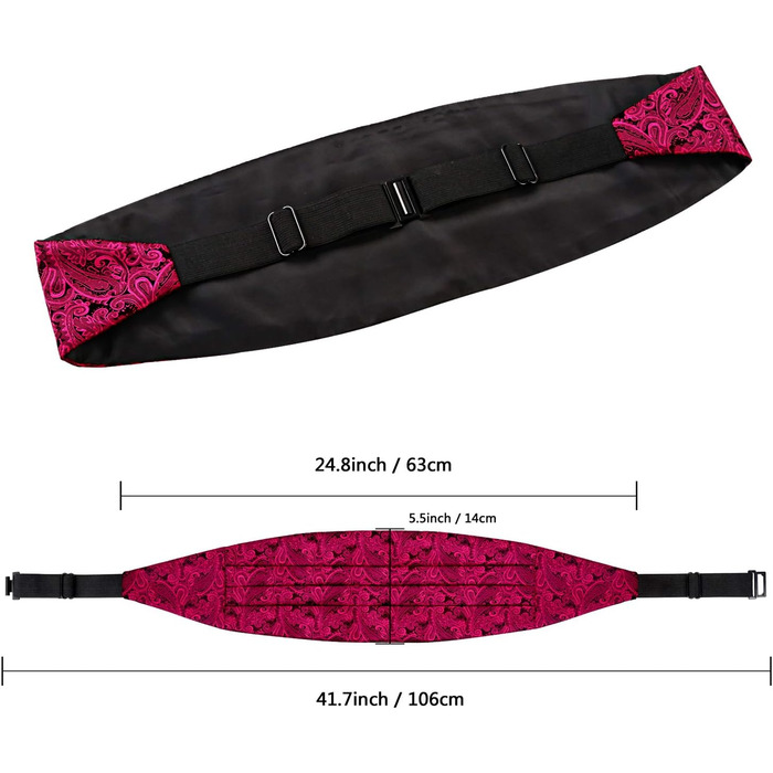 Комплект краватка-метелик та нагрудна хустинка Alizeal Paisley (Чорний + Фуксія)