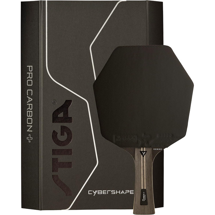 STIGA Pro Carbon+ Cybershape Table Tennis Racket - 5-Star Offensive Paddle for Professional Play
