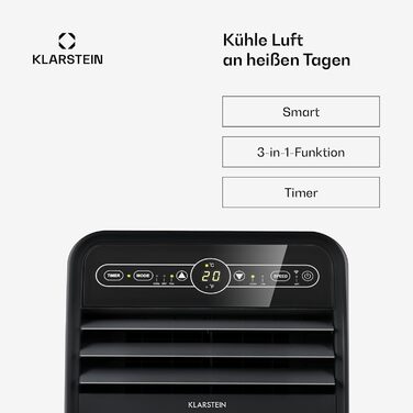 Klarstein Mobile Klimaanlage: 4-в-1, вентилятор, осушувач, нічний режим. Компактний, портативний кондиціонер для дому та офісу. 7000 BTU, білий.