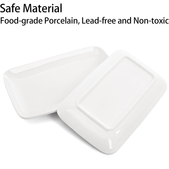 Набір Foraineam з 8 прямокутних порцелянових тарілок 8 дюймів (20x12x2.5 см) - для десерту, закусок, салатів