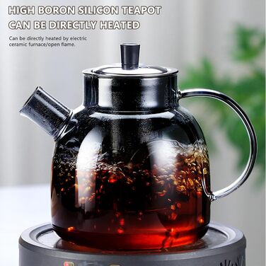 Скляний чайник для чаю з підставкою-підігрівачем та ситом, 1500 мл, заварник для листового та фруктового чаю