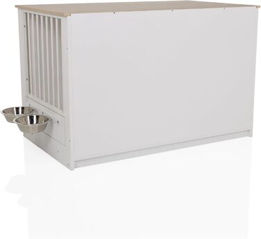 PAWHOME XL Клітка для собак, 102x60x66 см, білий/дуб, з мисками, до 30 кг