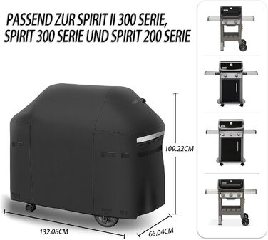 Чохол для гриля Weber Spirit I/II 200, 300 серії, 129 см, водонепроникний, важкий PU, модель 7139