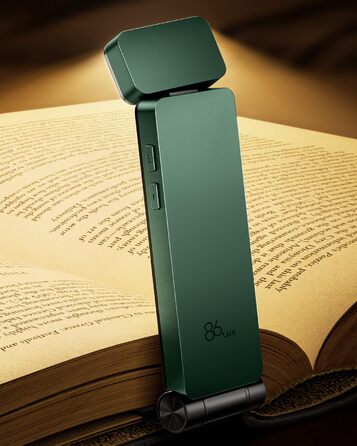 Ліхтарик для читання 86lux з кліпсою, акумуляторний LED світильник для книги, 3 кольори, диммер, для читання в ліжку, для дітей та книголюбів, зелений