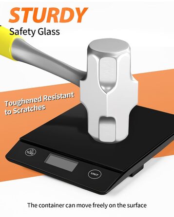 Цифрова кухонна вага з нахиленим дисплеєм, скло, точна 1г, функція тарування, водонепроникна 10кг, сенсорний екран, з батарейками - чорний