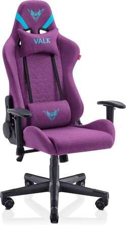 Ігрове крісло VALK Nyx з дихаючої тканини, 2D-підлокітники, ергономічне, нахил 160°, фіолетове для геймерів і офісу