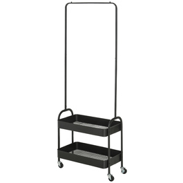 HOMCOM Rolling Clothes Rack, Garment Rack with Clothes Rod, Shoe Storage, Freestanding Steel Wardrobe, for Living Room, Bedroom, Load Capacity up to 16 kg, Black | Aosom