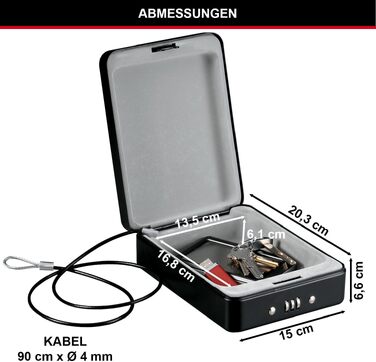 Компактний сейф Master Lock P005CEURBLKHRO з кодовим замком та сталевим тросом для цінностей, документів та смартфонів, Small