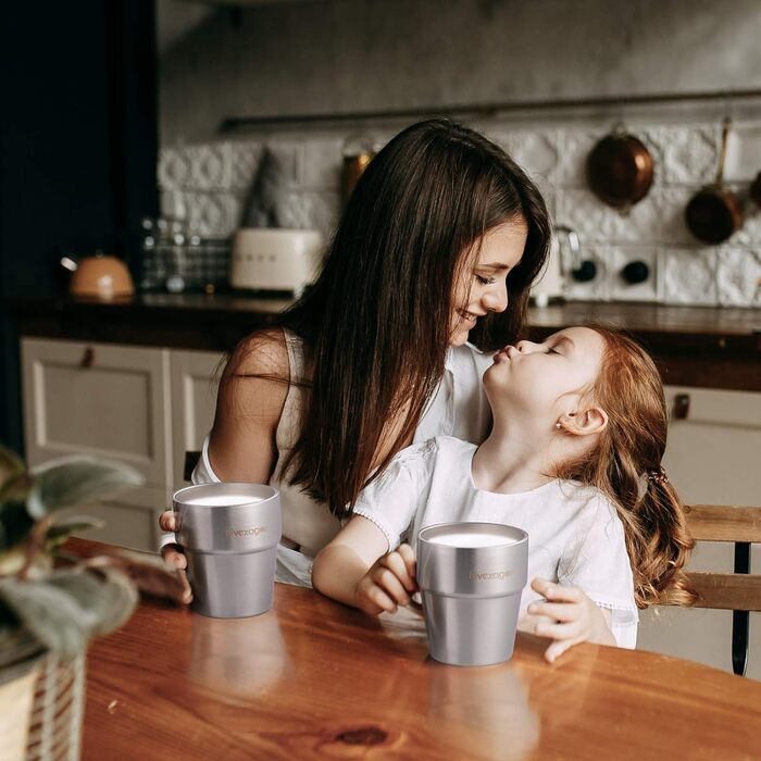 Hivexagon 300ml Set of 8 Double-Walled Stainless Steel Cups - Ideal for Cold Drinks - Dishwasher Safe HG298
