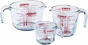 Pyrex Classic Set with 3 Cleaning Bowls, Capacity 0.25 l + 0.5 l + 1 l, Glass, 8023508, Transparent, 3 Pieces (1 Pack), 3