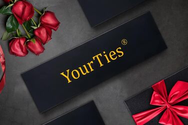 Чоловічі краватки YourTies: смугасті та клітинчасті моделі з шовкового тканння, комплект з краватковою кліпсою (червоно-чорна смужка)