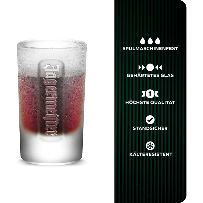Набір шотових склянок Jägermeister 6 шт, 4cl (2cl мірна шкала) - Оригінальні склянки для шнапсу та лікеру, стійкі до посудомийної машини