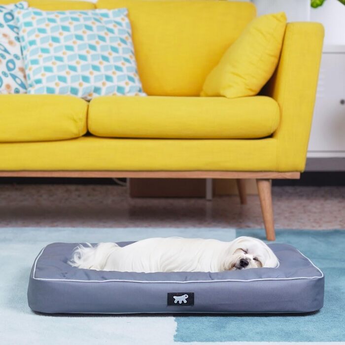 Ортопедичний лежак для собак Ferplast Polo - лежак для собак та котів, 80 x 50 x 8 см, сірий, знімний наповнювач, миючий, стійкий до подряпин