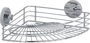 WENKO Vacuum-Loc Corner Shelf Bari, Corner Wall Shelf, Mounting without Drilling with Vacuum, Chrome-plated Metal, 35 x 9 x 22.5 cm