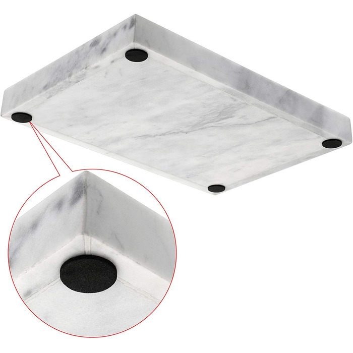 BSTKEY 30x20cm Natural Marble Stone Storage Tray, Decorative Rectangular Plate Tray Organizer for Kitchen Bathroom Dresser Decor Vanity Counter Coffee Table, Grey