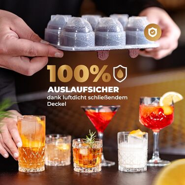 Neighbour's Friend Patented Round Ice Cube Molds 2-Pack - XXL Ice Ball Molds for Whiskey, Rum & Cocktails - 12 Ice Balls - Durable Platinum Silicone Ice Ball Molds, Dishwasher Safe