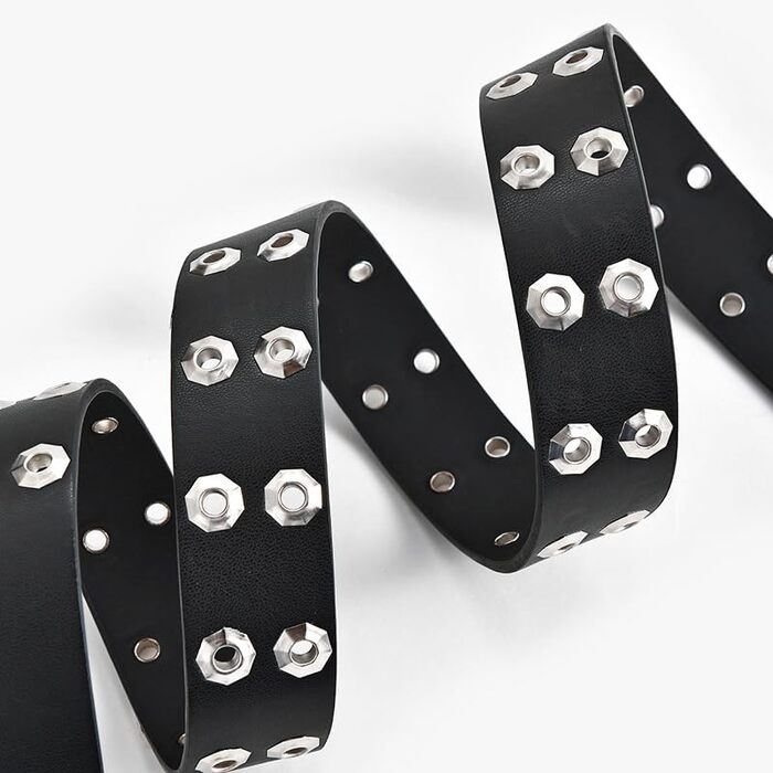 Жіночий шкіряний ремінь Punk стилю з пряжкою, чорний, з отворами у вигляді зірок, для джинсів та пальто