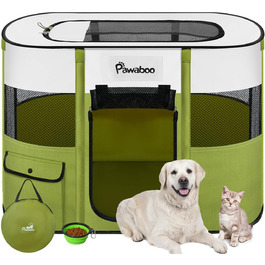 Pawaboo: Переносний вольєр для тварин, складаний вольєр для собак та котів, зелений, 90x70x60 см