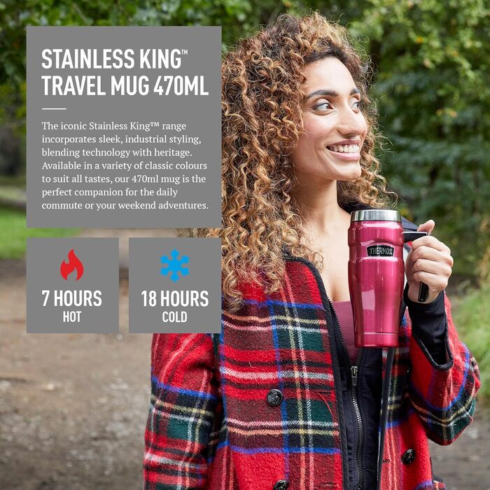 Термос König Travel Mug з нержавіючої сталі - Матовий чорний (470 мл) - Gun Metal
