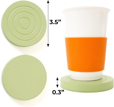 Colorful wooden coasters for drinks, set of 6 for drinking glasses, table protector for all table types, gift set for all occasions, (Pastel Pistachio Shovel, Coasters)