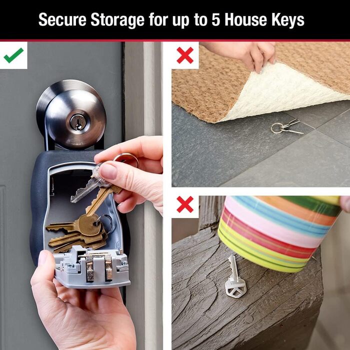 Master Lock 5415D Heavy Duty Key Lock Box - Zinc Wall Mount - Holds 5 Keys